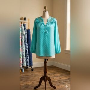 Lilly Pulitzer Women's Aqua Teal White Polka Dot Elsa Tunic Size XS